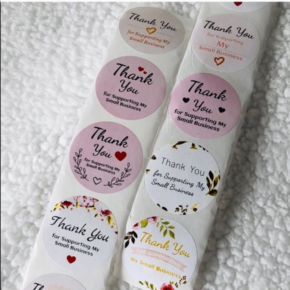(50) Round Thank You stickers 8 designs - Picture 2 of 2